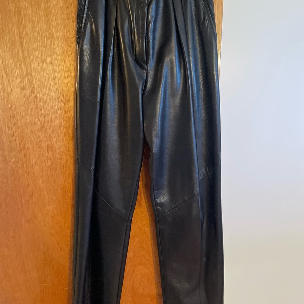 Women's Black Straight Leather Leg Pants